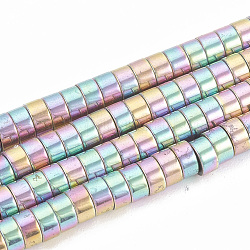 Electroplate non magnetici ematite sintetico fili di perline, perline Heishi, Rotondo piatto / disco, arcobaleno placcato, 4x2mm, Foro: 1 mm, circa 190pcs/filo, 16.1 pollice