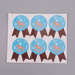 Coated Paper Decorations Stickers, DIY Handmade Scrapbook Photo Albums, Medal with Carousel, Light Sky Blue, 11.3x13.4x0.02cm