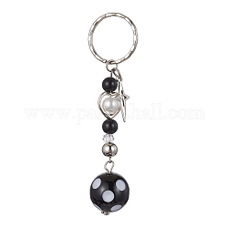 Klobige Kaugummi-Schlüsselanhänger aus Acryl, mit Alu-Stern und Spaltring aus Eisen, Platin Farbe, 9.65 cm