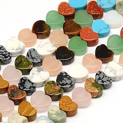 Natural & Synthetic Mixed Gemstone Bead Strands, Heart, 8~10x10.5x4.5mm, Hole: 1mm, about 47pcs/strand, 15.7 inch
