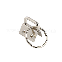 Extremos de cinta de hierro con anillo partido de llavero, para hacer cierres de llaves, Platino, anillo: 24x1.5 mm, end: 21x21x14 mm
