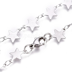 Collares de cadena de eslabones de 304 acero inoxidable, con cierre de pinza, estrella, color acero inoxidable, 16.61 pulgada (42.2 cm)