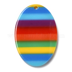 Colgantes de acrílico, orgullo del color del arcoiris, oval, 33x22x3mm, agujero: 1.6 mm