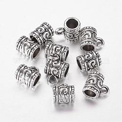 Tibetan Style Alloy Tube Bails, Loop Bails, Bail Beads, Column, Antique Silver, Lead Free and Cadmium Free, 9x7mm, Hole: 2.5mm, Inner Diameter: 4.6mm