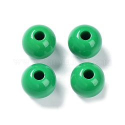 Perline europei acrilici opachi, perline con foro grande, tondo, verde mare medio, 19.5x18mm, Foro: 6 mm, circa 122pcs/500g