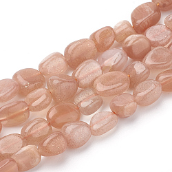 Chapelets de perles de sunstone naturelle naturelles, ovale, 7~12x6~8x3~6mm, Trou: 1mm, Environ 46 pcs/chapelet, 15.7 pouce