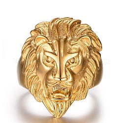 Модные 316l хирургические кольца льва из нержавеющей стали для мужчин, золотые, размер США 8 (18.1 мм)