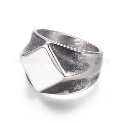 304 anello con sigillo in acciaio inossidabile per uomo, ampi anelli banda, argento antico, formato 7~12, 17~22mm