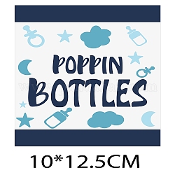 Pegatina adhesiva de papel revestido, etiqueta adhesiva para botella de vino, tema de cumpleaños, Rectángulo, palabra, 12.5x10 cm