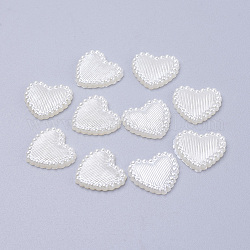 Acrylic Pearl Cabochons, Dyed, Heart, White, 13.5x14x2mm