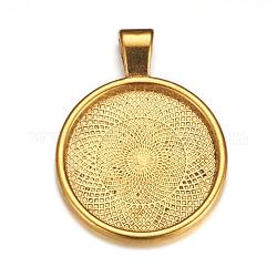 Metal Alloy Pendant Cabochon Settings, Plain Edge Bezel Cups, DIY Findings for Jewelry Making, Antique Golden, Cadmium Free & Lead Free, Tray: 24.5mm, 37x28x6.5mm, Hole: 6x4mm