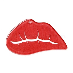 Undurchsichtige Acrylanhänger zum Thema Valentinstag, rot, Lippe, 27x47.5x2 mm, Bohrung: 1.6 mm