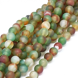 Natural Peacock Agate Beads Strands, Frosted, Dyed & Heated, Round, 8~8.5mm, Hole: 0.8mm, about 48 pcs/Strand, 14.76 inch(37.5 cm)