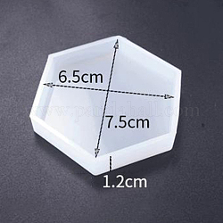 DIY sechseckige Cup Mat Silikonformen, Untersetzer Formen, Gießformen aus Harz, weiß, 75x65x12 mm