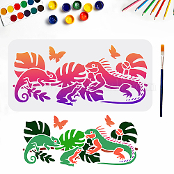 MAYJOYDIY Lizards Frog Stencil Lizard Painting Stencil Frog Drawing Template Butterfly Tropical Leaves 11.8×6inch with Paint Brush DIY Furniture Wall Scrapbooking Art Projects