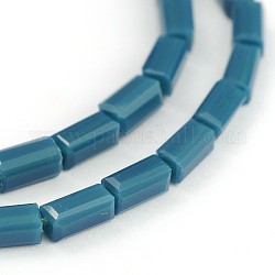 Faceted Rectangle Glass Beads Strands, Steel Blue, 4x2mm, Hole: 1mm, about 96pcs/strand, 17.3 inch