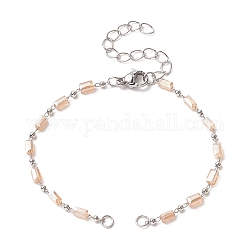 Fabrication de bracelet de chaîne à maillons de perles de verre cuboïde, avec fermoir mousqueton, couleur d'argent, 5-7/8 pouce (15 cm)