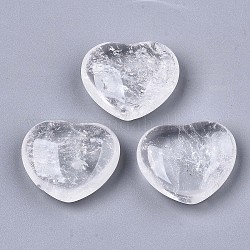 Coeur de cristal de quartz naturel pierre d'amour, pierre de palme de poche pour équilibrer le reiki, 20x23x10mm