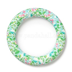 Pendenti in silicone ecologico per uso alimentare, anello con motivo ciliegia e foglia, verde chiaro, 65x10mm, Foro: 4 mm