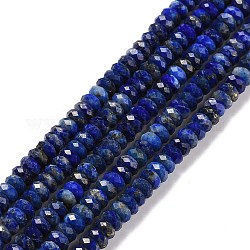 Chapelets de perle en lapis-lazuli naturel, facette, rondelle, 4x2mm, Trou: 0.7mm, Environ 157 pcs/chapelet, 15.55 pouce (39.5 cm)
