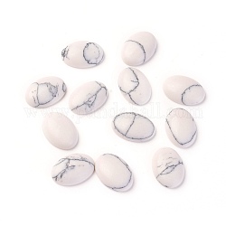 Cabochons turchese sintetico, tinto, ovale, bianco, 14x10x4mm