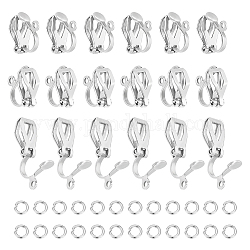 Unicraftale 60Pcs 304 Stainless Steel Clip-on Earring Findings, with 100pcs Open Jump Rings, Stainless Steel Color, 12x6x11mm, Hole: 1.2mm