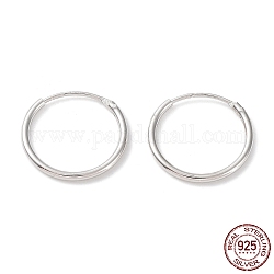 925 orecchini a cerchio in argento sterling rodiato, con timbro s925, Vero platino placcato, 13.5x1x14mm