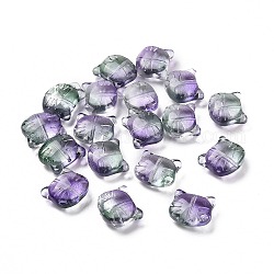 Perles en verre, pour la fabrication de bijoux, chat, vert de mer, 12.5x14x6.5mm, Trou: 1mm