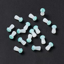 Opaque Glass Beads, Mushroom, Turquoise, 8x4.5mm, Hole: 1mm, about 96~98pcs/bag