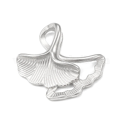 304 Stainless Steel Pendants, Ginkgo Leaf Charm, Stainless Steel Color, 16x17x4mm, Hole: 2x4mm