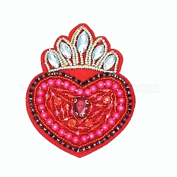 Accesorios de disfraz de rhinestone con lentejuelas y cuentas de corazón, para el dia de san valentin, rojo, 86x71mm