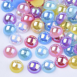 Cabochons en imitation perles ABS, de couleur plaquée ab , dôme / demi-rond, couleur mixte, 6x3 mm, environ 5000 PCs / sac