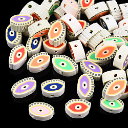 Manuell Polymer Ton Perlen, Auge, Mischfarbe, 6~8x9.5~12x4~5 mm, Bohrung: 1.6 mm