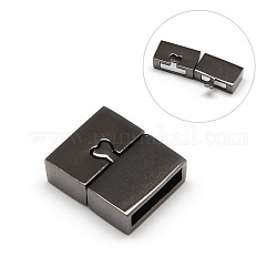 Rectangle Zinc Alloy Magnetic Clasps, Gunmetal, 18x16x6mm, Hole: 3x13mm