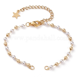 Fabrication de bracelet en chaîne de perles acryliques, perles de laiton texturées, Fermoirs mousquetons en 304 acier inoxydable, chaîne d'extension et anneaux de saut, or, 6-1/4 pouce (15.8 cm)