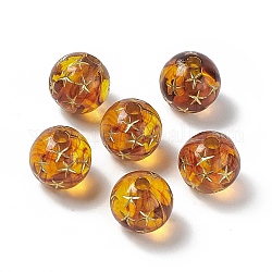 Placage de perles de sphère acrylique, métal enlacée, Round with starfish, Pérou, 10x9.5mm, Trou: 2mm, 930 pcs / 500 g