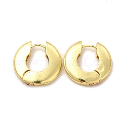 Rack Plating Brass Donut Hoop Earrings for Women, Lead Free & Cadmium Free, Real 18K Gold Plated, 24x22x4mm, Pin: 0.6mm