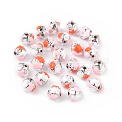 Perles d'émail acrylique plaqué platine, avec des perles abs d'imitation de perles, pépites, colorées, 15x16mm, Trou: 2mm