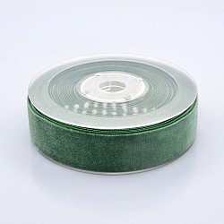 Polyester Velvet Ribbon for Gift Packing and Festival Decoration, Green, 1 inch(26mm), about 25yards/roll(22.86m/roll)