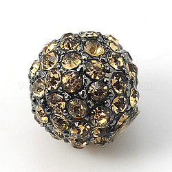 Abalorios de Diamante de imitación de la aleación, Grado A, redondo, gunmetal, lt.col.topaz, 12mm, agujero: 2 mm