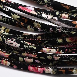 Flower Printing Cloth Cords, Black, 7mm