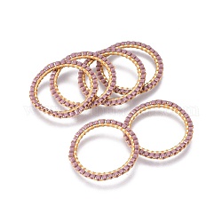 Miyuki & toho perles de rocaille japonaises faites à la main, avec anneaux connecteurs en 304 acier inoxydable, motif de tissage, anneau, or, brun rosé, 22~23x1.7mm