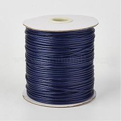 Eco-Friendly Korean Waxed Polyester Cord, Midnight Blue, 1mm, about 169.51~174.98 Yards(155~160m)/Roll