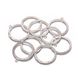 201 pendentifs à maillons en acier inoxydable à 2 boucles, anneau avec fleur, couleur inoxydable, 43x38.5x0.6mm, trou: 1.6 mm et 2 mm