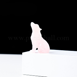 天然ローズクォーツ彫刻ヒーリングオオカミの置物  エネルギーバランスをとる瞑想療法のためのレイキ石像  50mm