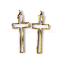 Tibetan Style Alloy Hollow Cross Pendants, Cadmium Free & Nickel Free & Lead Free, Antique Bronze, 39x16x1.5mm, Hole: 1mm