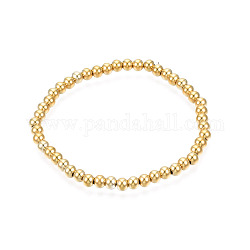 201 bracciale elasticizzato con perline tonde in acciaio inossidabile per uomo donna, vero placcato oro 18k, diametro interno: 2 pollice (5.2 cm), perline: 5 mm