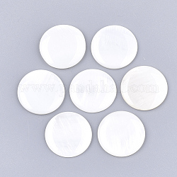 Süßwasser Shell Cabochons, mit transparentem klarem Epoxidharz, Flachrund, creme-weiß, 20x3 mm