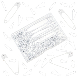 ARRICRAFT 110Pcs 3 Style Spray Painted Iron Safety Pins & Calabash Pins, White, 22~75x7~17x2~6mm, Hole: 4.5mm, Pin: 0.7~1.5mm