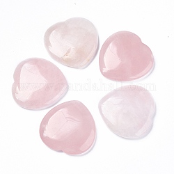 Pierre de souci de pouce de quartz rose naturel, pierres de paume de poche, pour guérir le soulagement du stress reiki, forme de coeur, 39~40x39~40x5~6mm